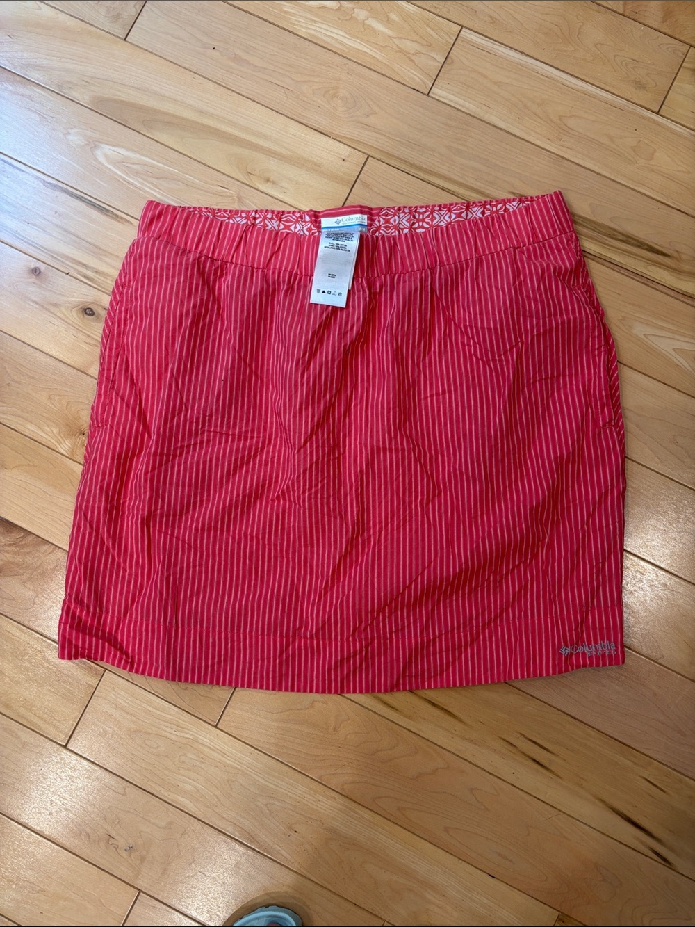Columbia PFG Red Pinstripe Lined Mini Skirt